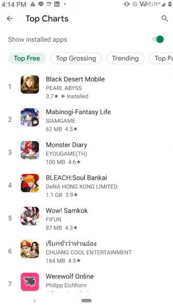 Thailand_#1 Game App_Google Play Store